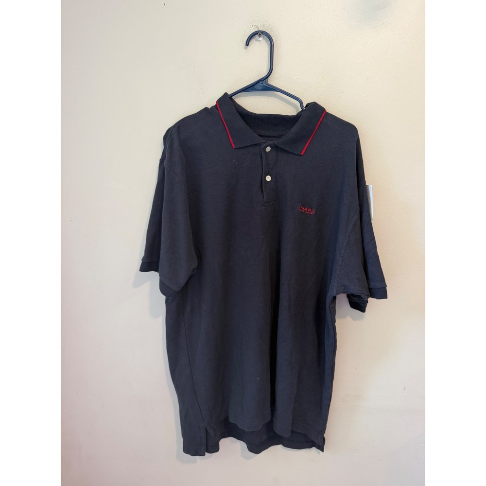 Chaps Ralph Lauren Mens XL Navy Blue Red Tipped Collar Short Sleeve Polo Shirt